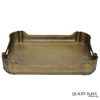 Contemporary Large Burnished Brass Serving Platter Butlers Bar Tray on Feet
