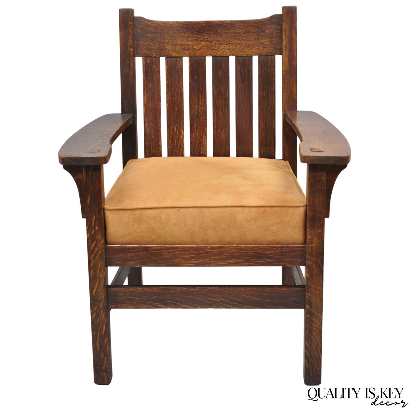 Antique Stickley & Brandt Mission Oak Arts & Crafts Arm Chair with Drop Seat