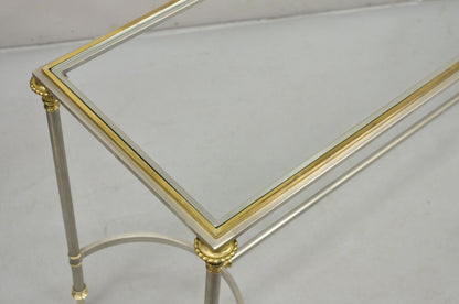 Maison Jansen Style Steel and Brass Neoclassical Directoire Console Sofa Table