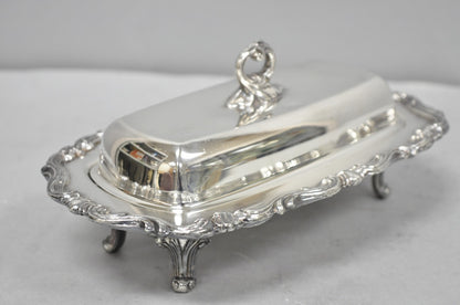 Vintage FB Rogers 1959 Victorian Silver Plated Footed Covered Butter Dish