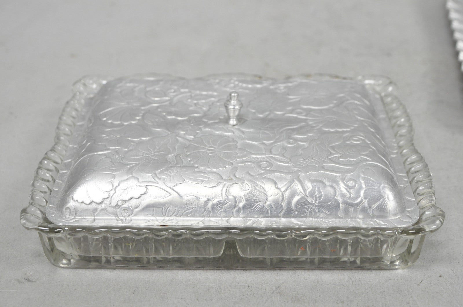 Vintage Art Deco Nouveau Hammered Aluminum Vegetable Relish Serving Platter Tray