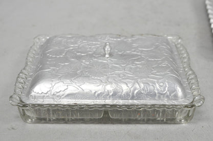 Vintage Art Deco Nouveau Hammered Aluminum Vegetable Relish Serving Platter Tray