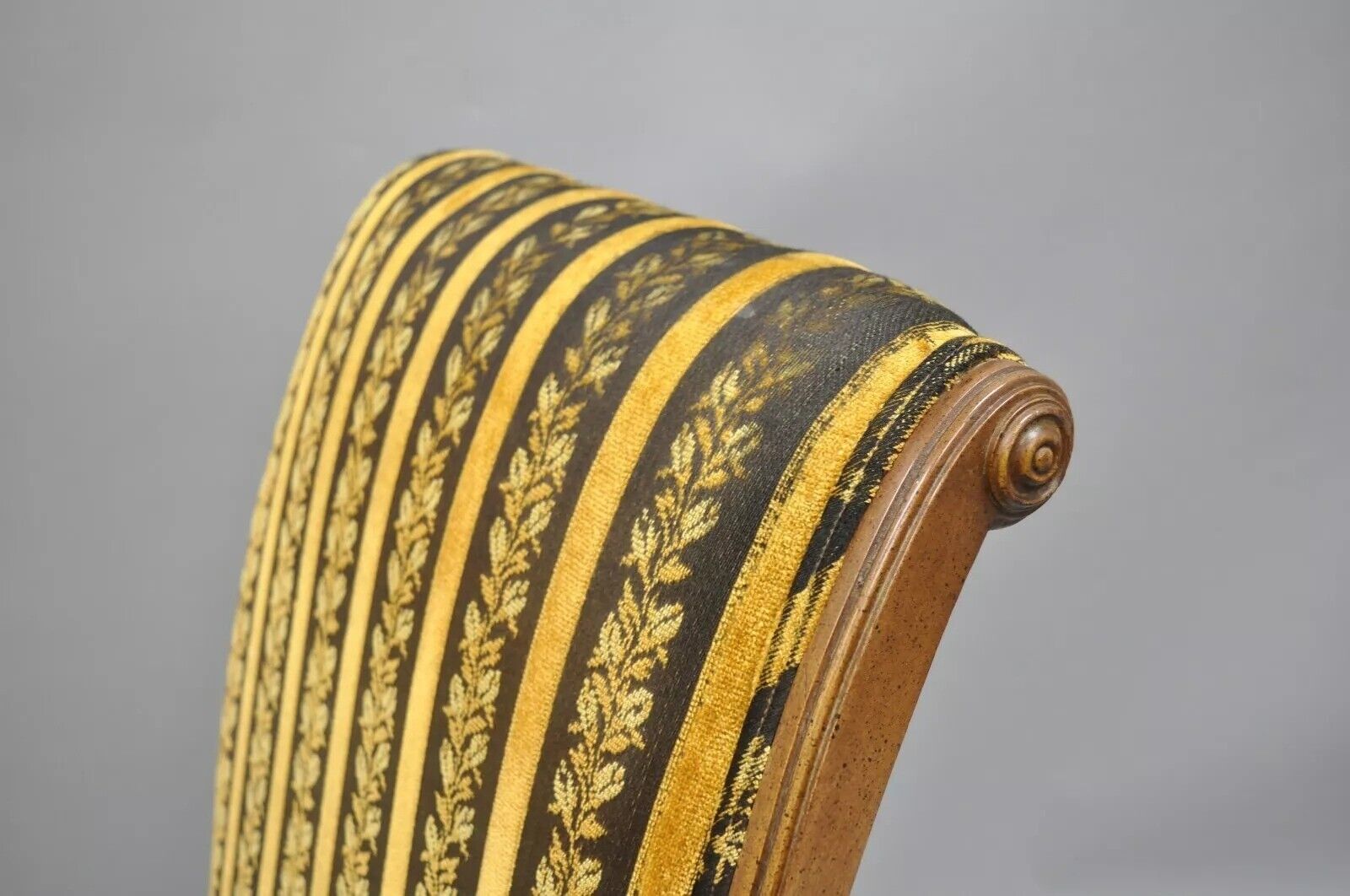 Grosfeld House Hollywood Regency Mahogany Plume Feather Carved Arm Chairs - Pair
