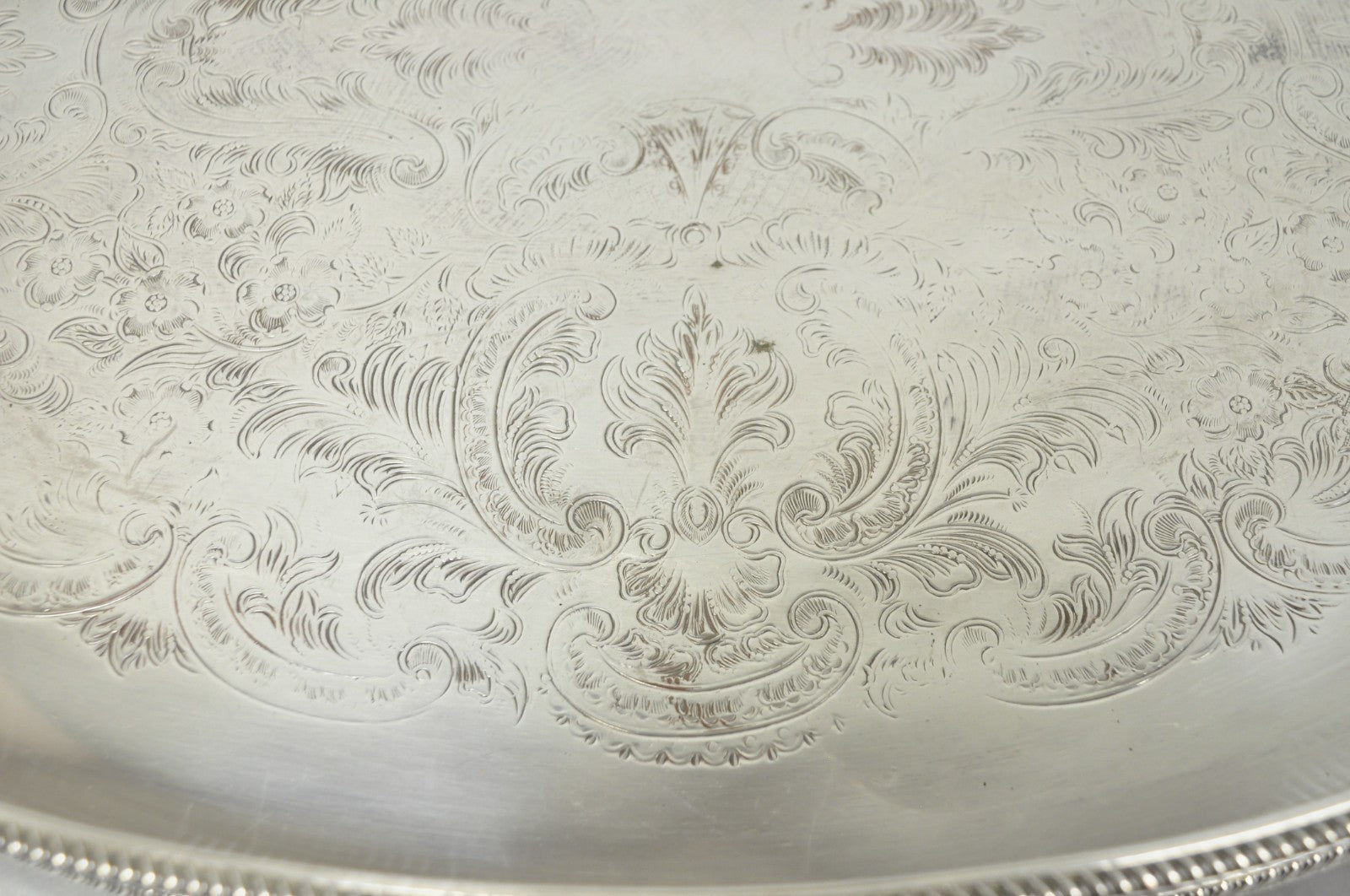 Vintage English Edwardian Silver Plated Oval Scalloped Gallery Bar Platter Tray