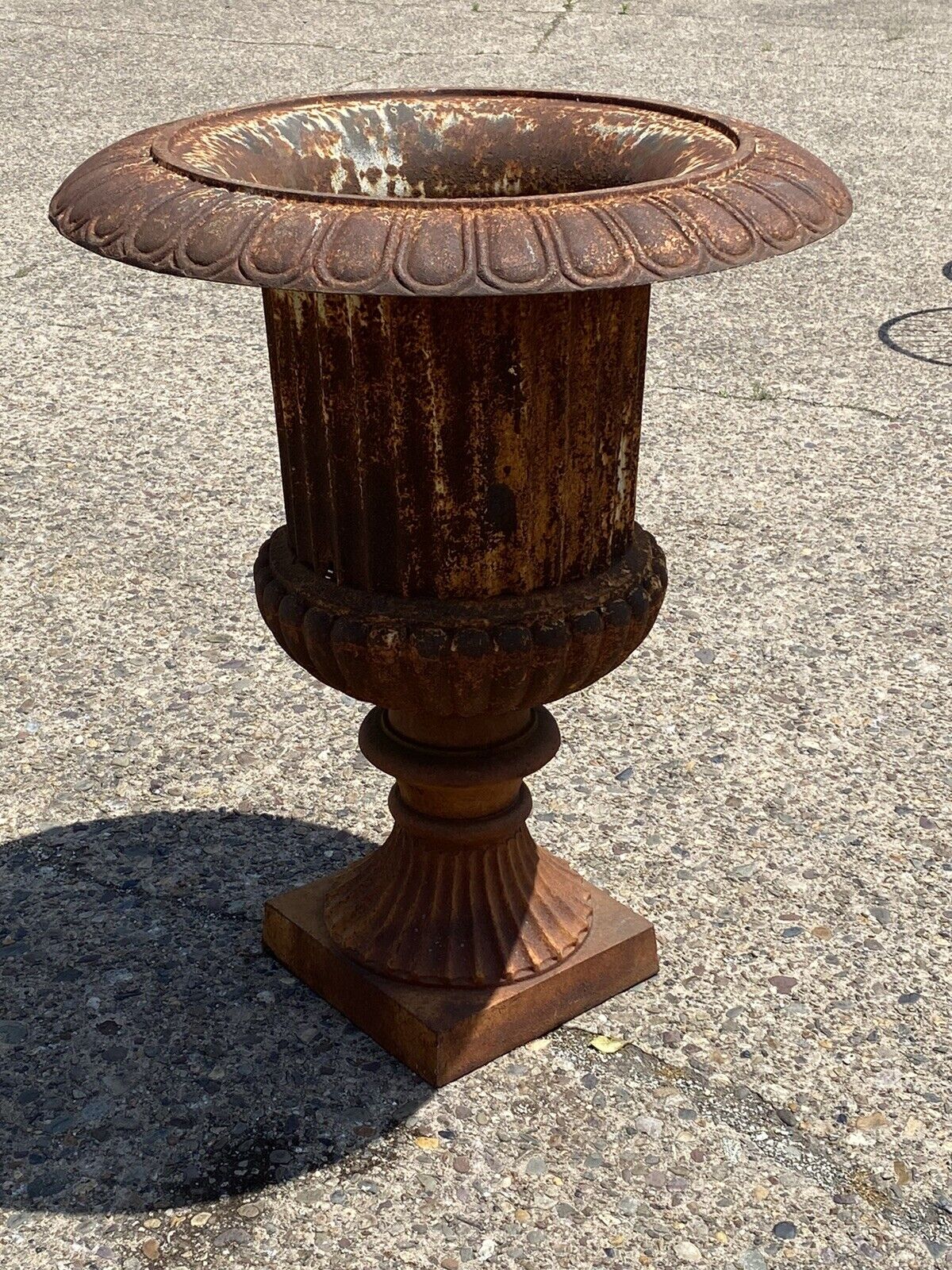 Large Cast Iron 40" Tall French Campana Urn Style Fluted Outdoor Garden Planter