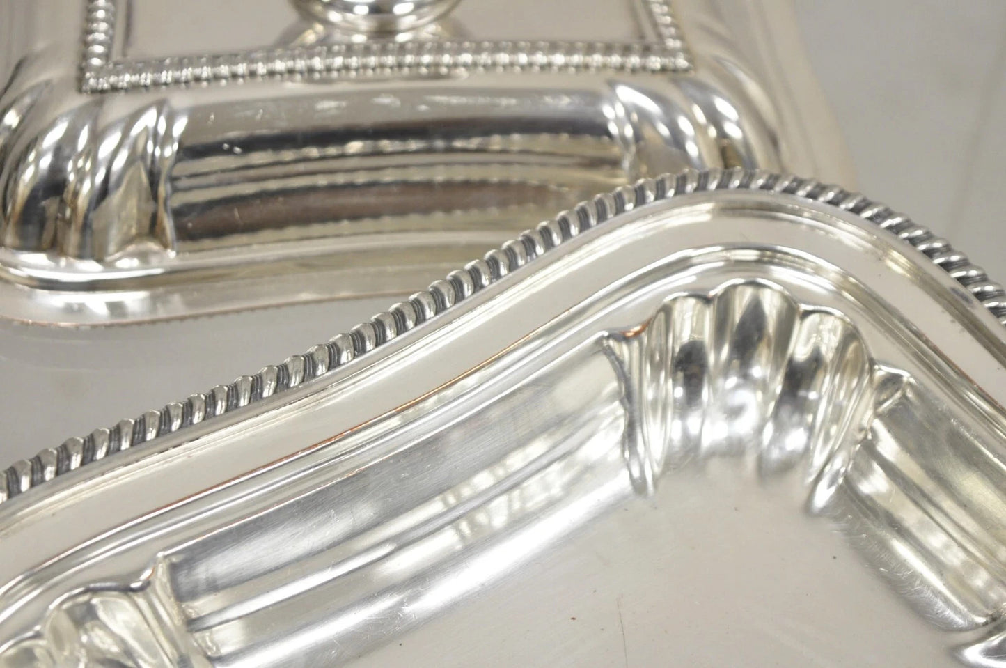 Vintage English Regency Silver Plated Covered Vegetable Serving Platter Dish