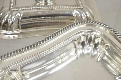 Vintage English Regency Silver Plated Covered Vegetable Serving Platter Dish