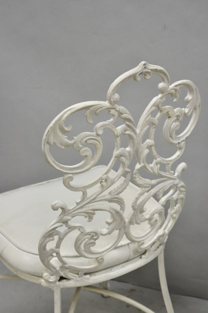 Vintage Art Nouveau Style Trojan Scrolling Cast Aluminum Dining Chairs Set of 4