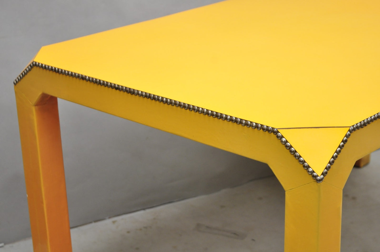 Vintage Hollywood Regency Orange Vinyl Laminate Parsons Style Dining Table Desk