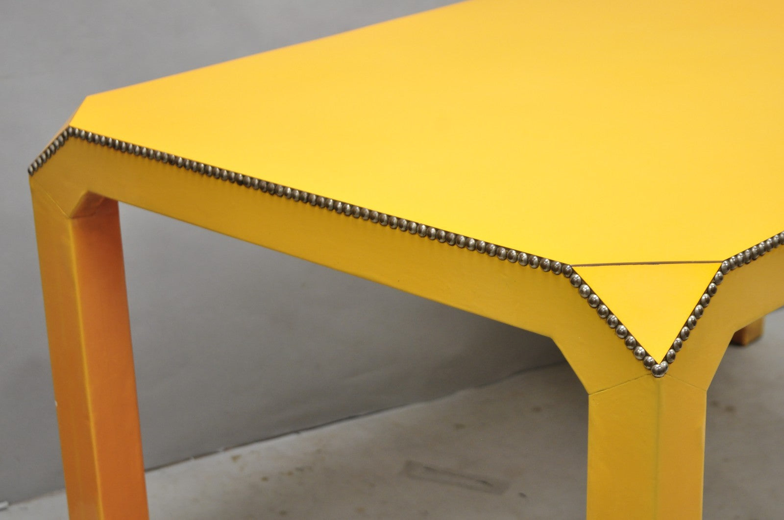 Vintage Hollywood Regency Orange Vinyl Laminate Parsons Style Dining Table Desk