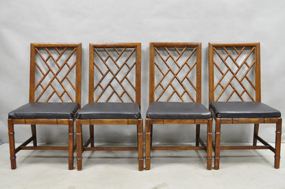 Vintage Hollywood Regency Faux Bamboo Lattice Dining Chair by Century - Set of 4