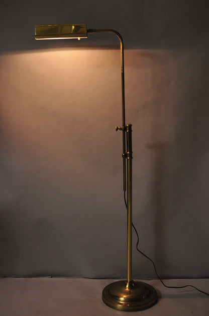 Vintage Mid Century Modern Brass Adjustable Task Pharmacy Reading Floor Lamp