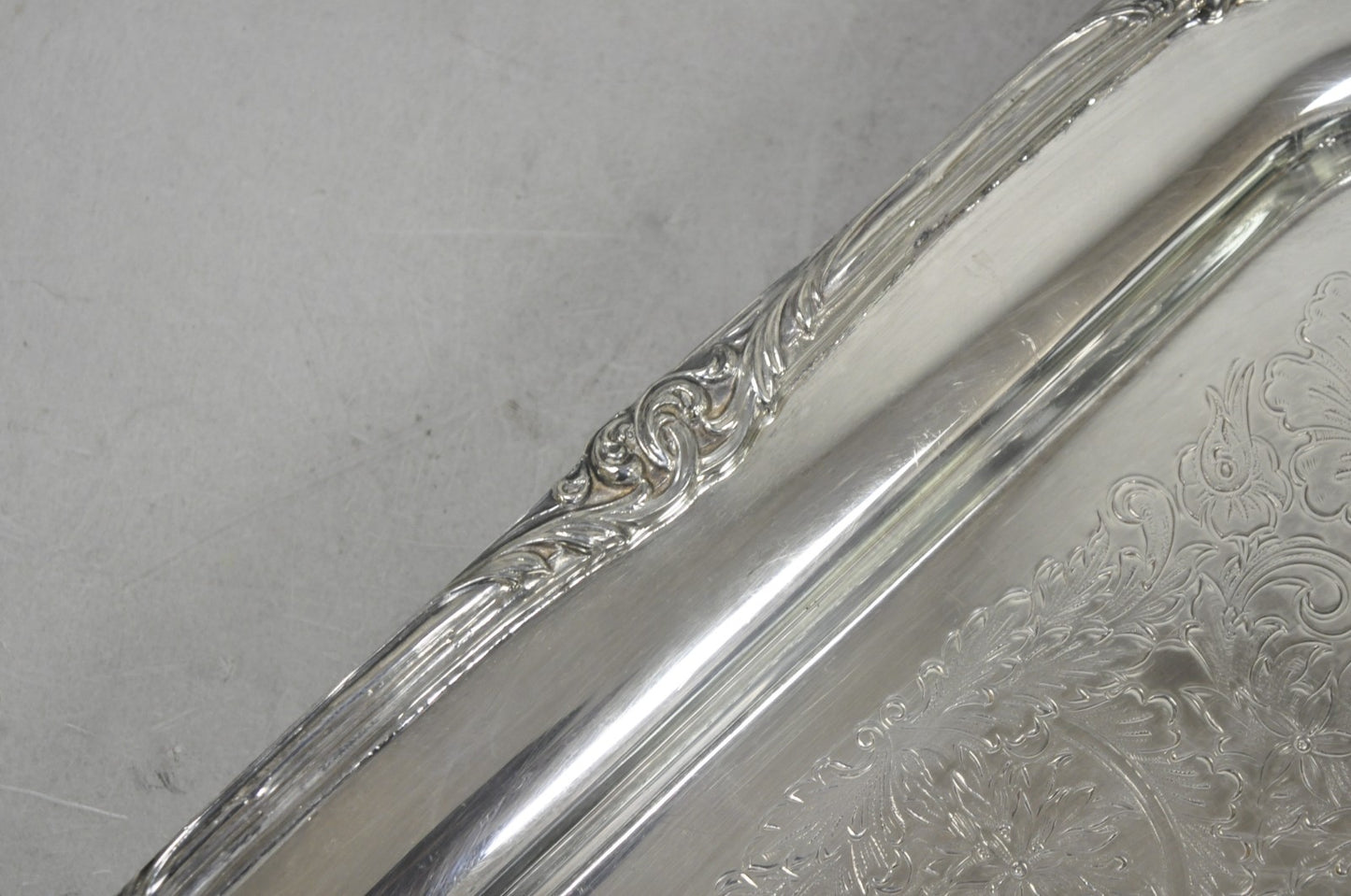 Vintage Sheffield Silver Plated Square Serving Bar Tray w/ Celluloid Handles