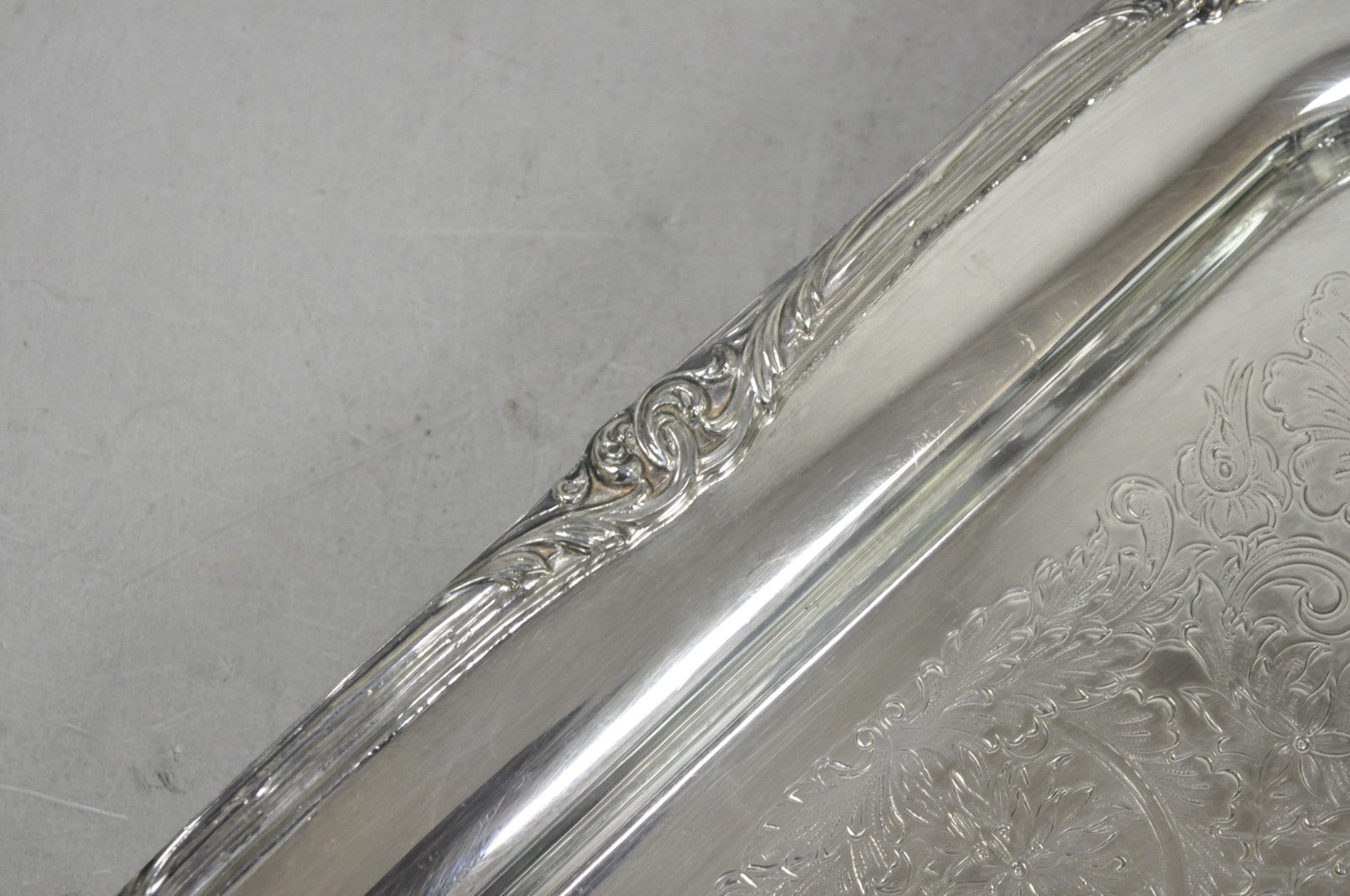 Vintage Sheffield Silver Plated Square Serving Bar Tray w/ Celluloid Handles