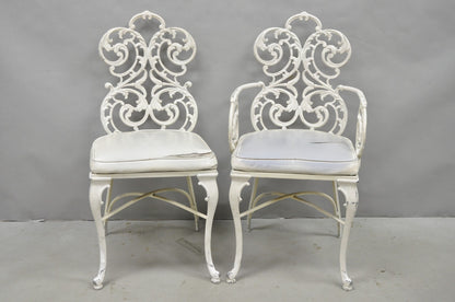 Vintage Art Nouveau Style Trojan Scrolling Cast Aluminum Dining Chairs Set of 4
