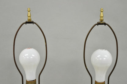 Antique Victorian French Black Porcelain Bronze Ormolu Oil Lamp Table Lamps Pair