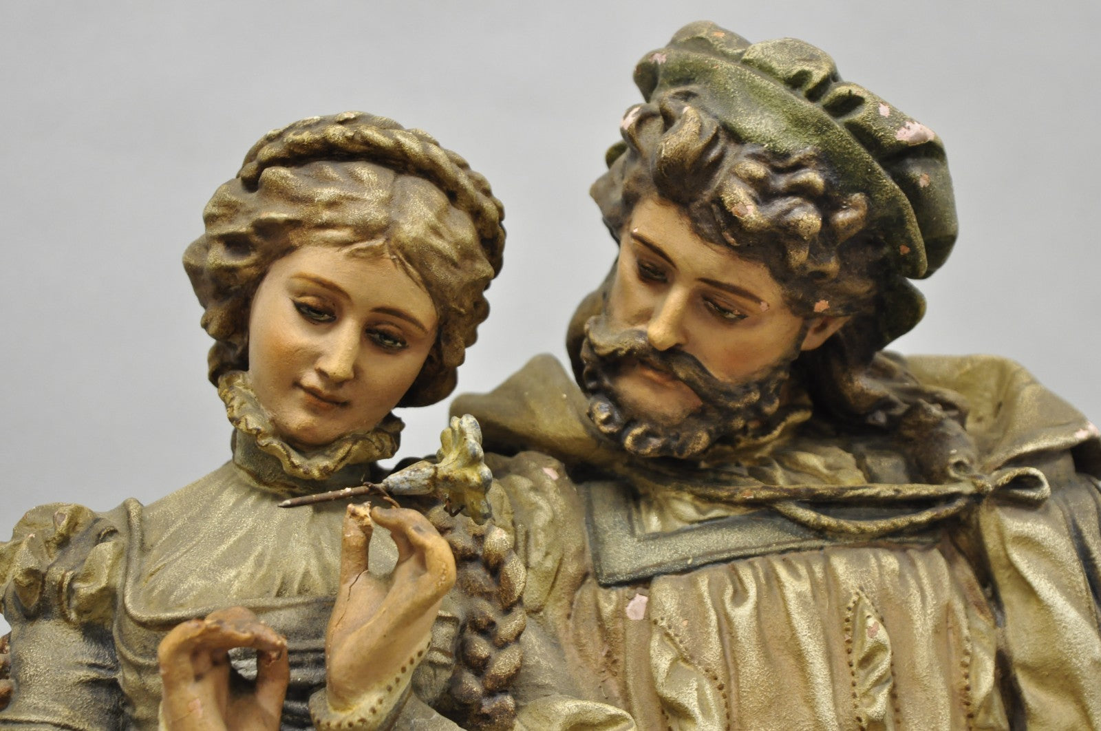 Antique French Renaissance Hennecke & Co "Faust & Marguerite" Plaster Statue