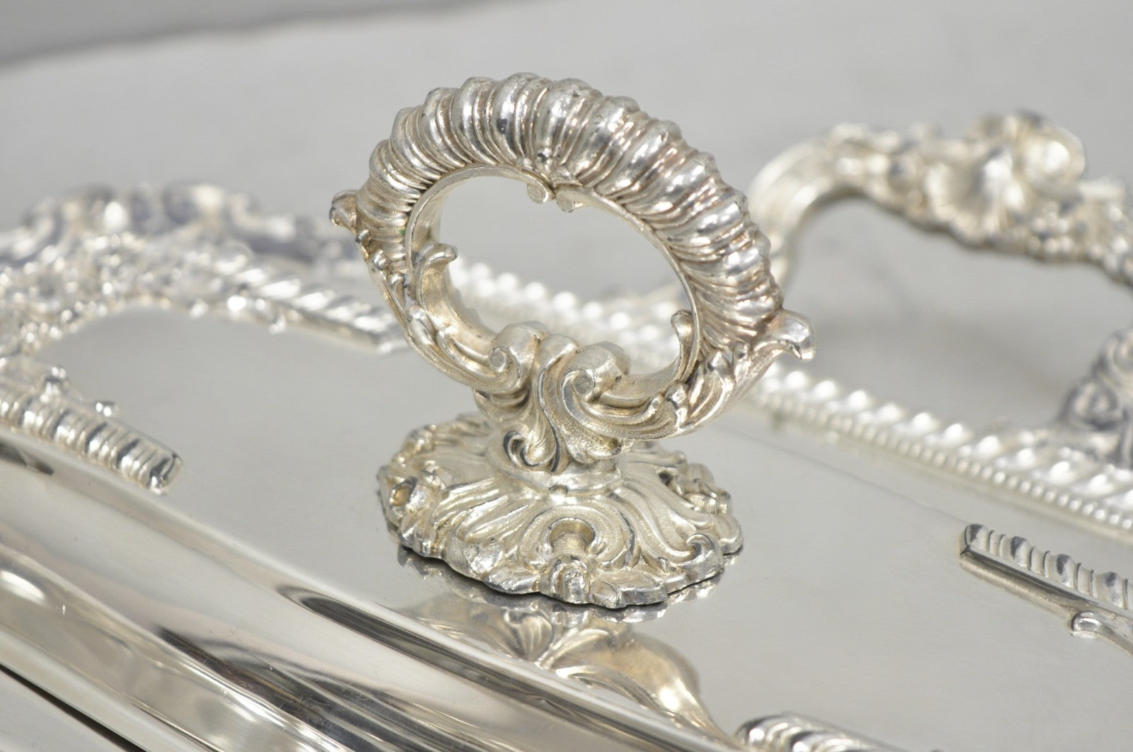 Vintage Victorian Silver Plated Meat Serving Platter Tray w/ Covered Dishes