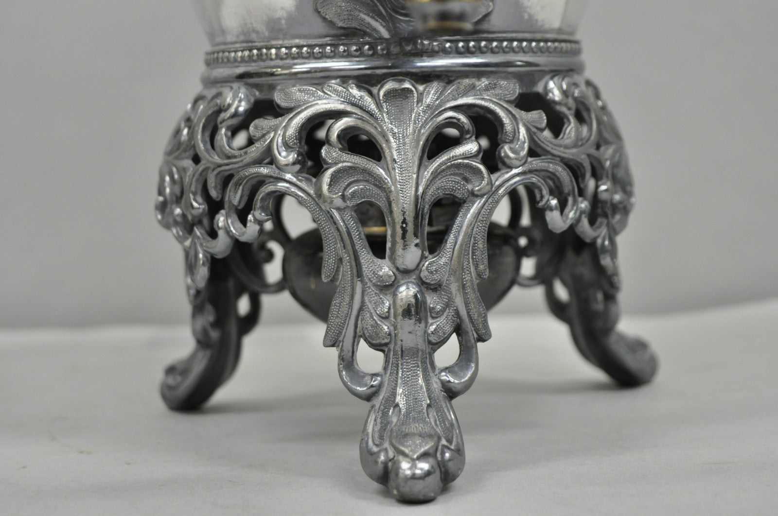 Antique Art Nouveau English Silver Plated Floral Repousse Samovar Coffee Tea Pot