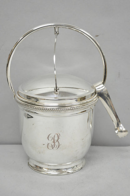Vintage Victorian Silver Plated Reticulating Hinge Ice Bucket w/ "B" Monogram