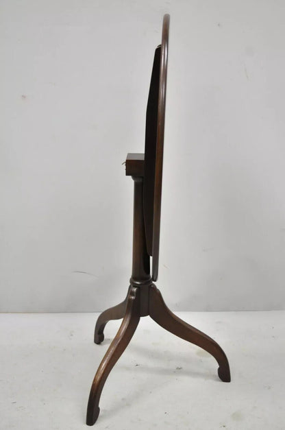 Antique Federal Sheraton Mahogany Eagle Shield Flag Inlay Tilt Top Lamp Table