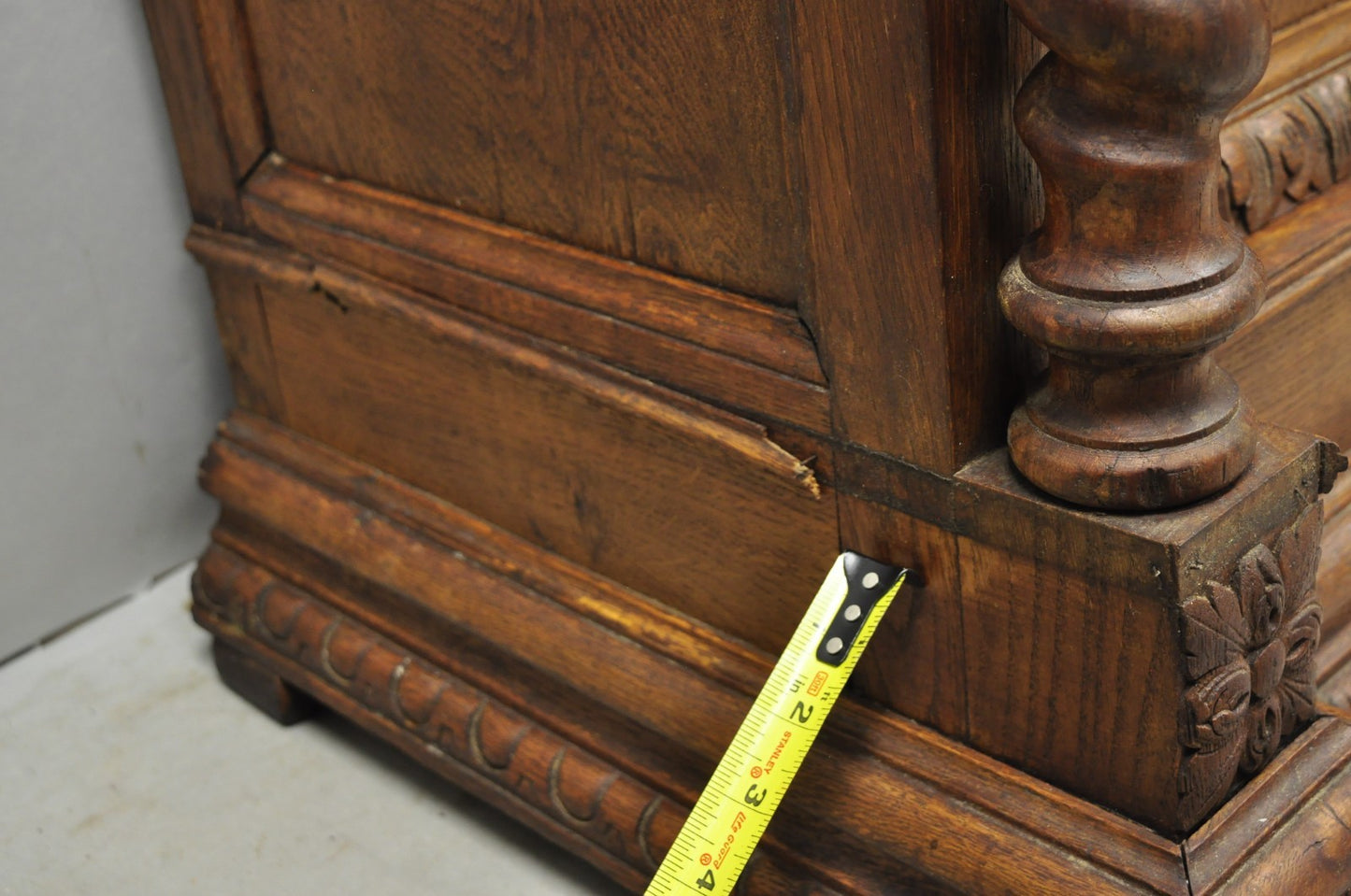 Antique Renaissance Revival Oak Wood Spiral Barley Twist Jelly Liquor Cabinet