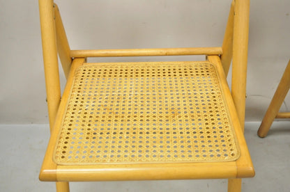Vintage Habitat England Mid Century Modern Bentwood & Cane Folding Chairs - Pair