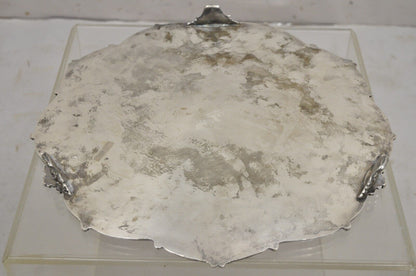 Vintage Victorian Silver Plated Round Scalloped Edge Dish Serving Platter Tray