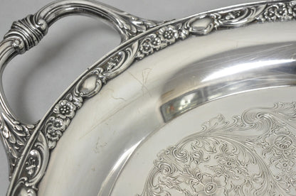 Vintage WM Rogers & Son "Victorian Rose" Silver Plated Oval Serving Platter Tray