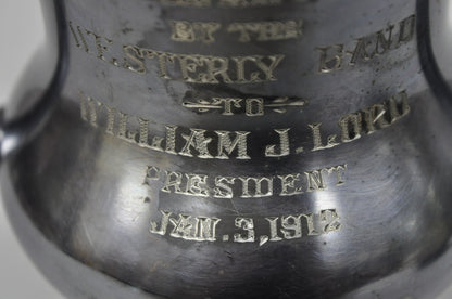 Antique Victorian Silver Plated Trophy Loving Cup Award "Westerly Band, 1912"