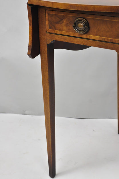 Vintage Baker Hepplewhite Style Mahogany Pembroke Dropleaf Lamp Side Table