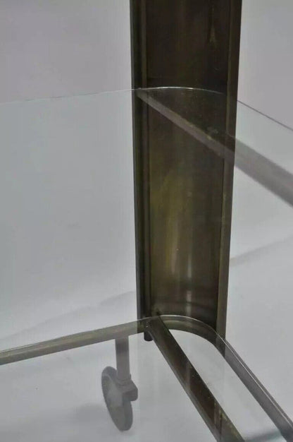 Mid Century Italian Modern Bronze & Glass Modernist Bar Tea Cart Trolley Server