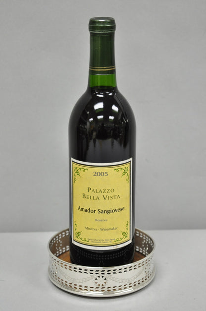 Vintage Stieff Smithsonian Silver Plated Presidential Wine Bottle Coaster - Pair