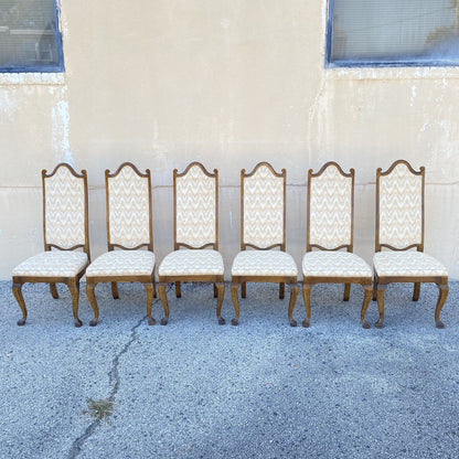 Vintage Italian Provincial Hollywood Regency Oak Wood Dining Chairs - Set of 8