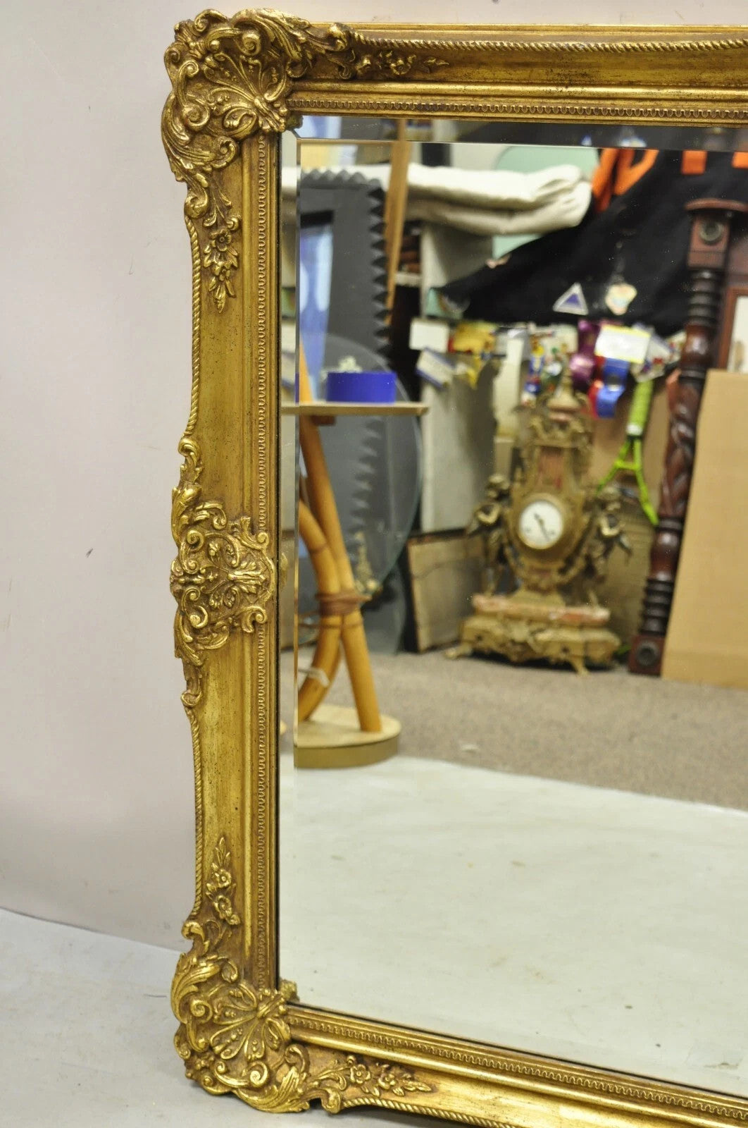 Vintage Friedman Brothers Gold French Rococo Style 45" Rectangular Wall Mirror