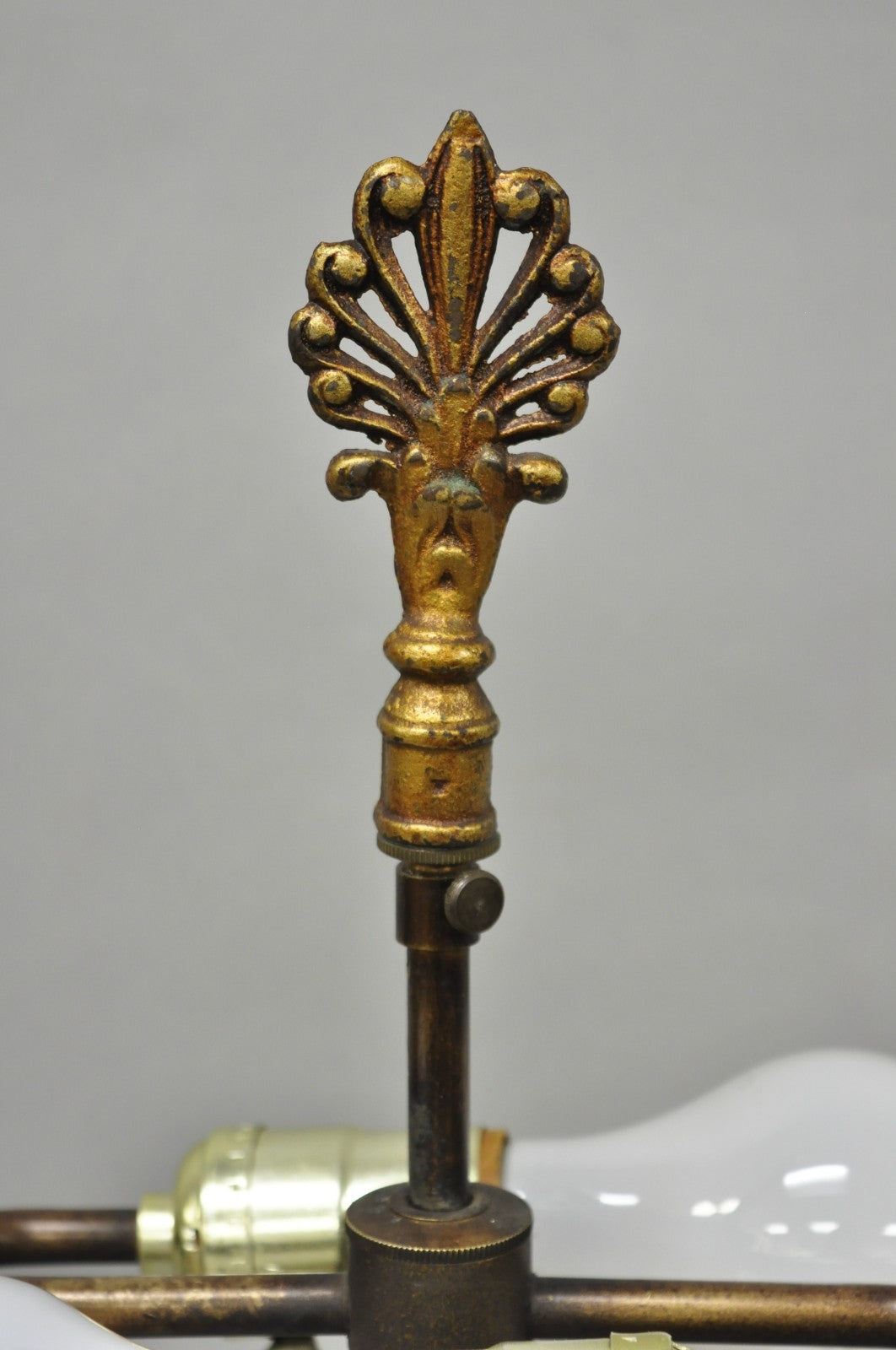 Antique Cloisonne Chinese Patinated Bronze Porcelain Enamel Pole Floor Lamp
