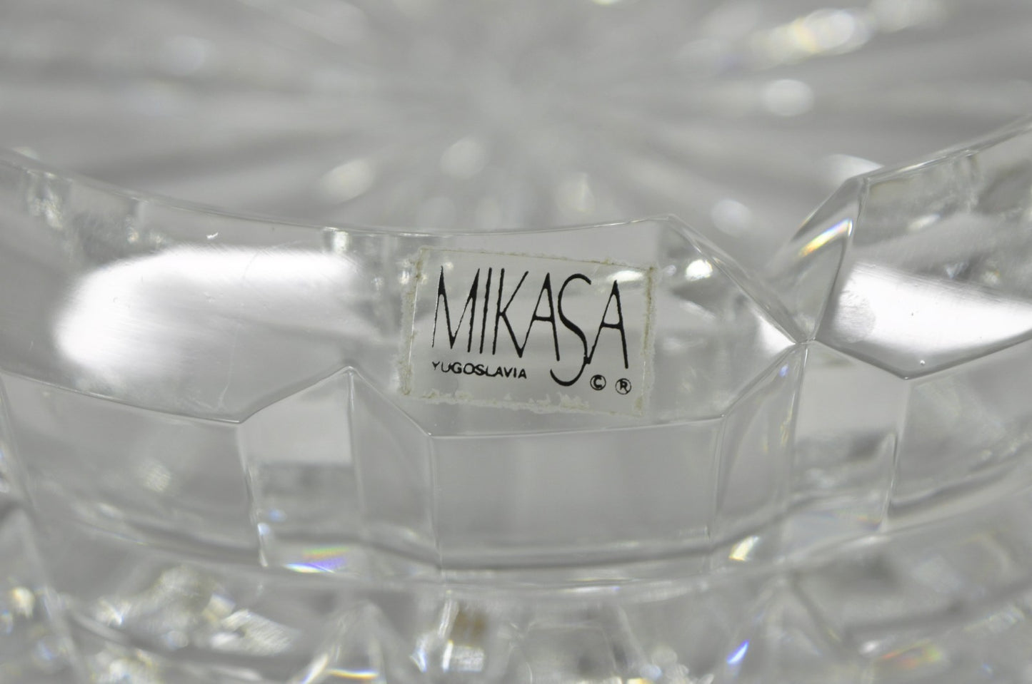 Vintage Highcrest by Mikasa Large 7" Leaded Crystal Glass Ashtray Cube Pattern