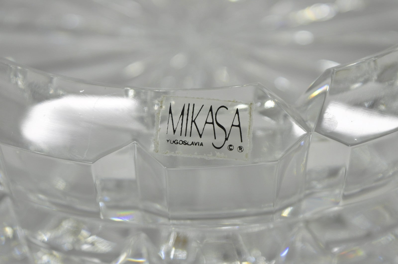 Vintage Highcrest by Mikasa Large 7" Leaded Crystal Glass Ashtray Cube Pattern