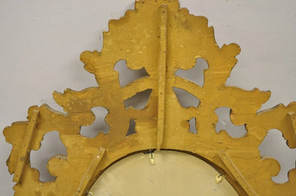 Vintage Italian Carved Gold Giltwood French Rococo Baroque Style Wall Mirror