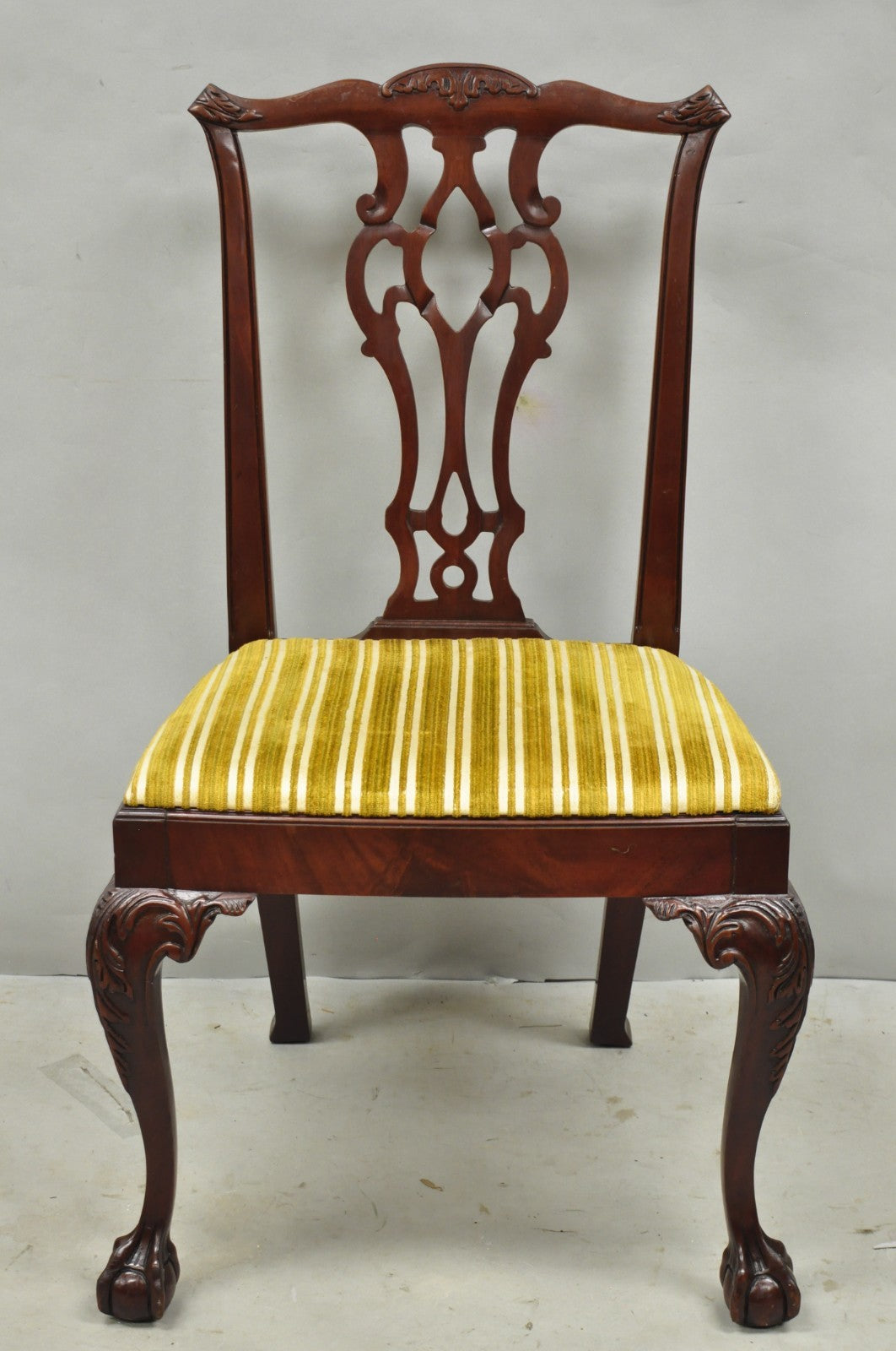 John Stuart Chippendale Carved Mahogany Ball and Claw Dining Chairs - Set of 4