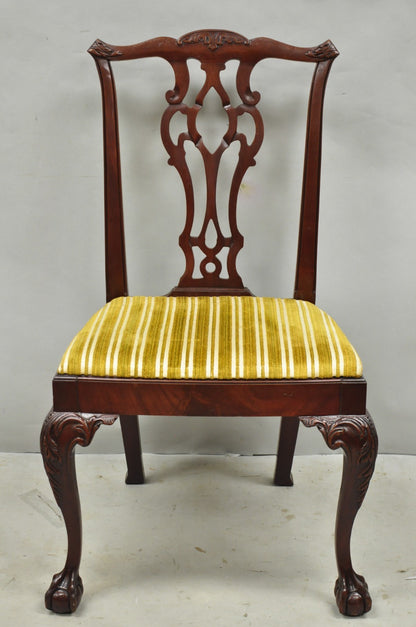 John Stuart Chippendale Carved Mahogany Ball and Claw Dining Chairs - Set of 4