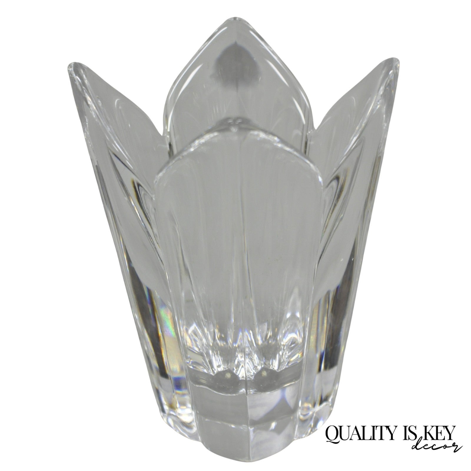 Vintage 6" Orrefors Sweden Lotus Flower Crystal Glass 4 Petal Vase