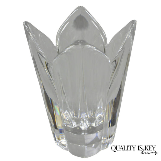 Vintage 6" Orrefors Sweden Lotus Flower Crystal Glass 4 Petal Vase