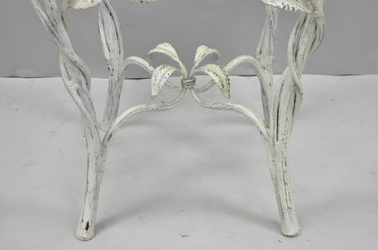 Vintage Italian Hollywood Regency Iron Leafy Scroll Round Occasional Side Table