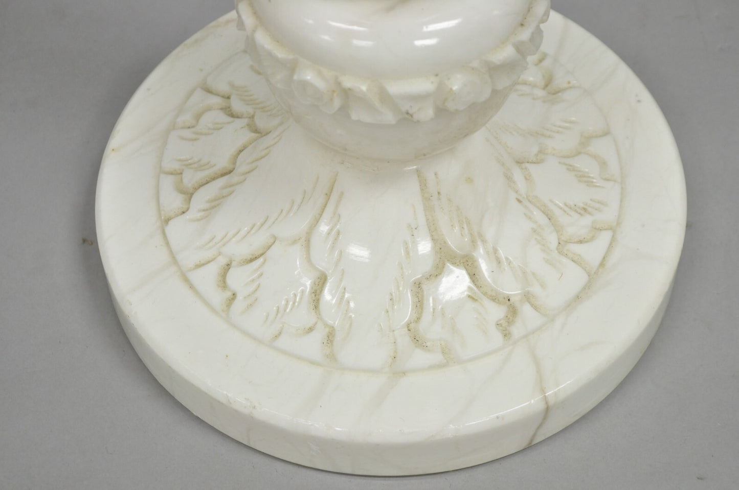 Vintage Italian Classical Carved Solid Marble Column Pole Floor Lamp