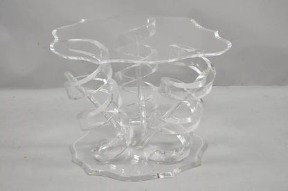 Vintage Mid Century Modern Lucite Spiral Coil Curly Cue Side Table Coffee Table