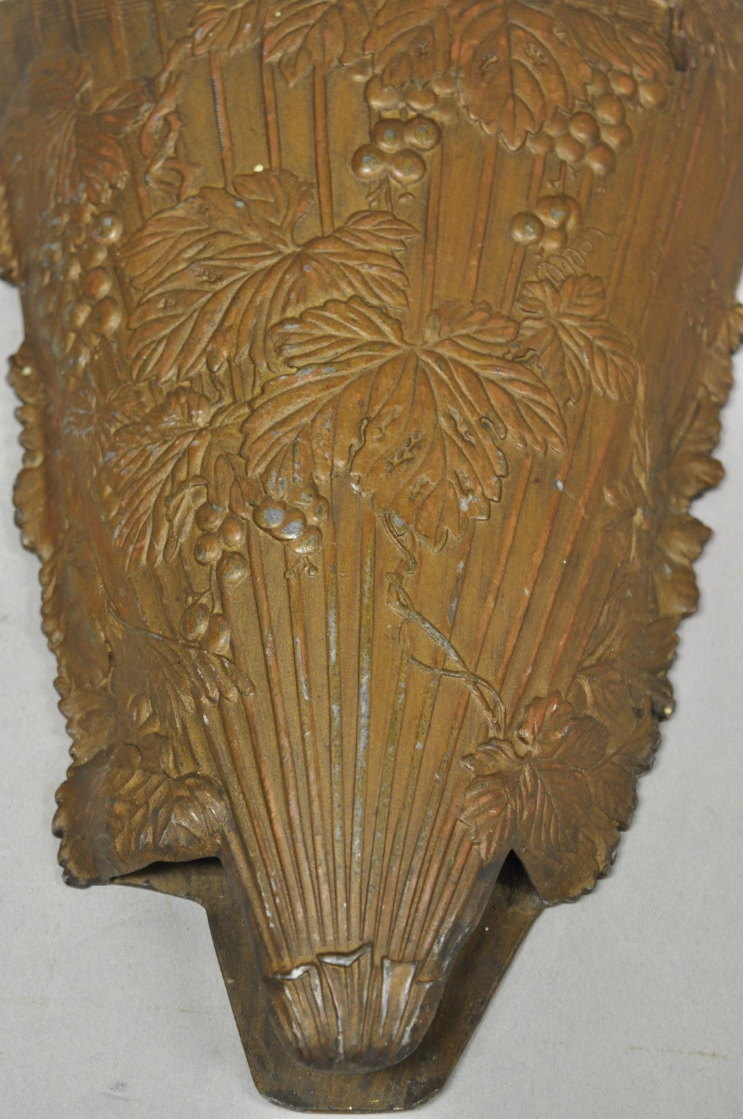 Antique French Art Nouveau Cast Metal Figural Umbrella Form Wall Pocket