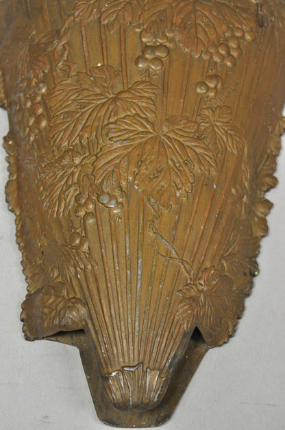 Antique French Art Nouveau Cast Metal Figural Umbrella Form Wall Pocket