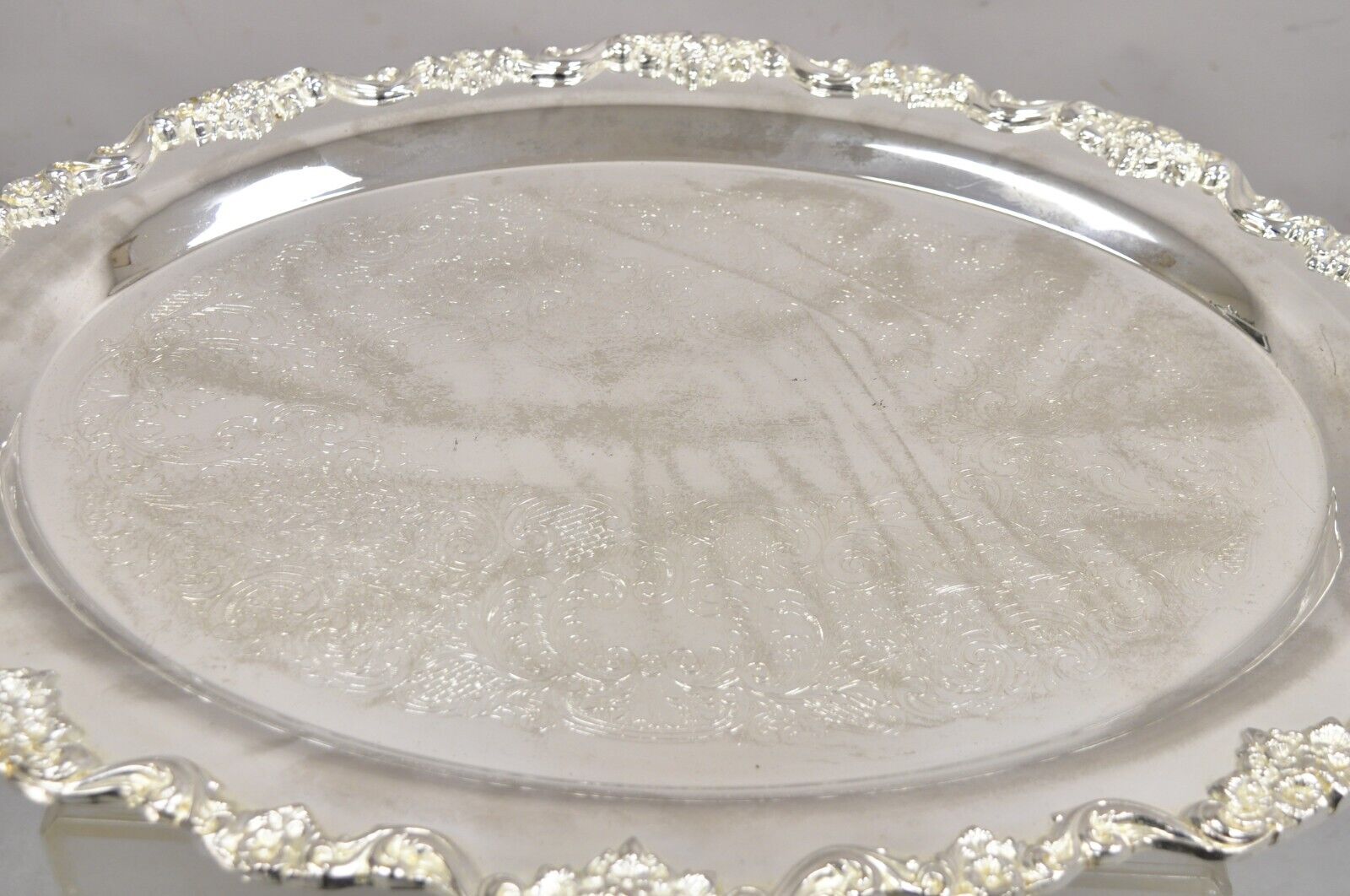 Vintage Towle Large Ornate Victorian Oval Silver Plated Serving Platter Tray