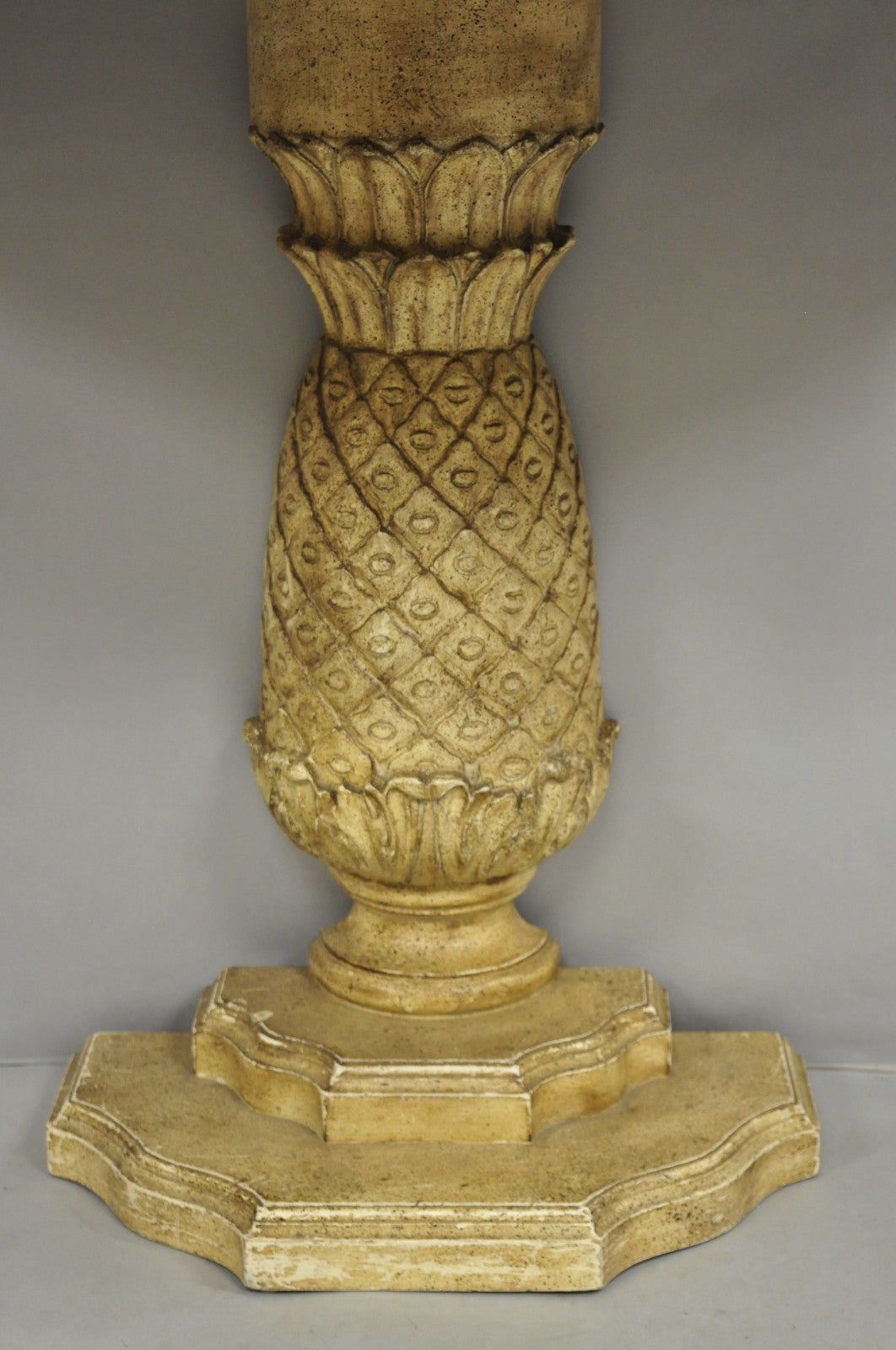 Hollywood Regency Carved Wood Pineapple Demilune Console Hall Tables - a Pair